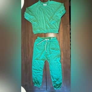 The Great. Jogger Sweatpant and Sweatshirt Set Bright Green